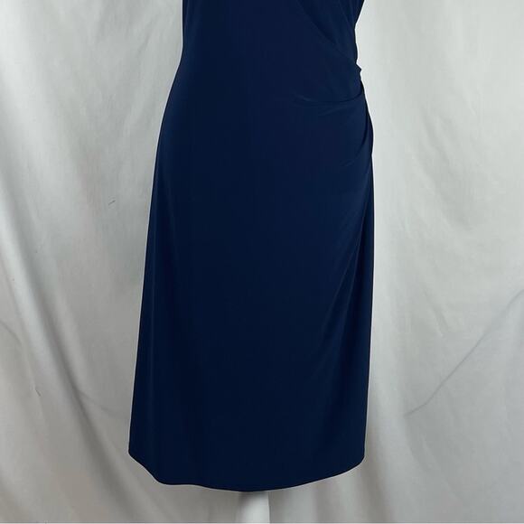Eliza J Navy Beaded Ruched Feminine RoyalCore Party Event Dress NWOT Size 14 - Picture 4 of 15